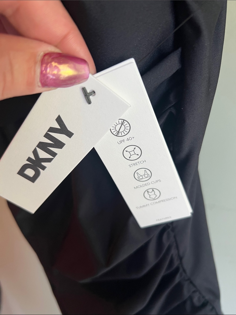 DKNY Black One-Piece Bodysuit with Twist Front - Picture 5 of 7